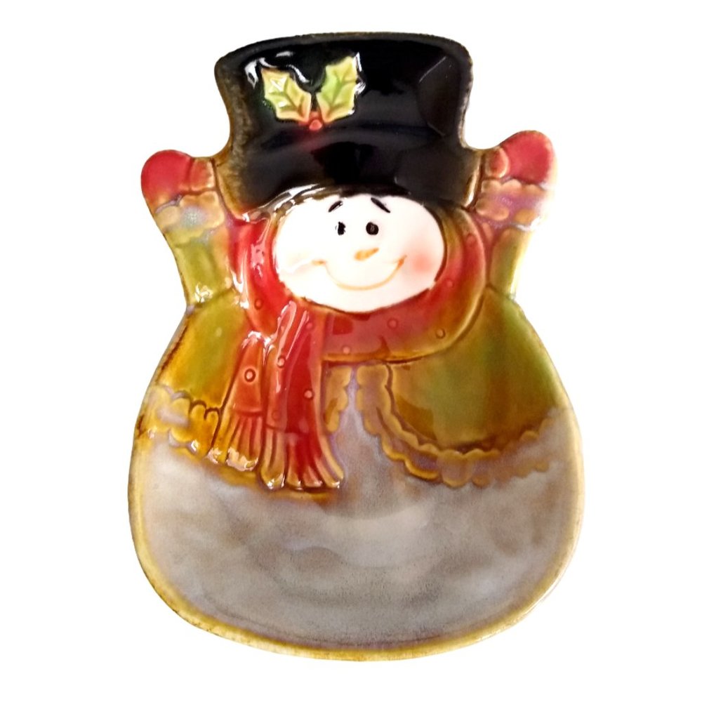 Spoon Rest Snowman Plate Holly Hill Small Dish Dishwasher Safe